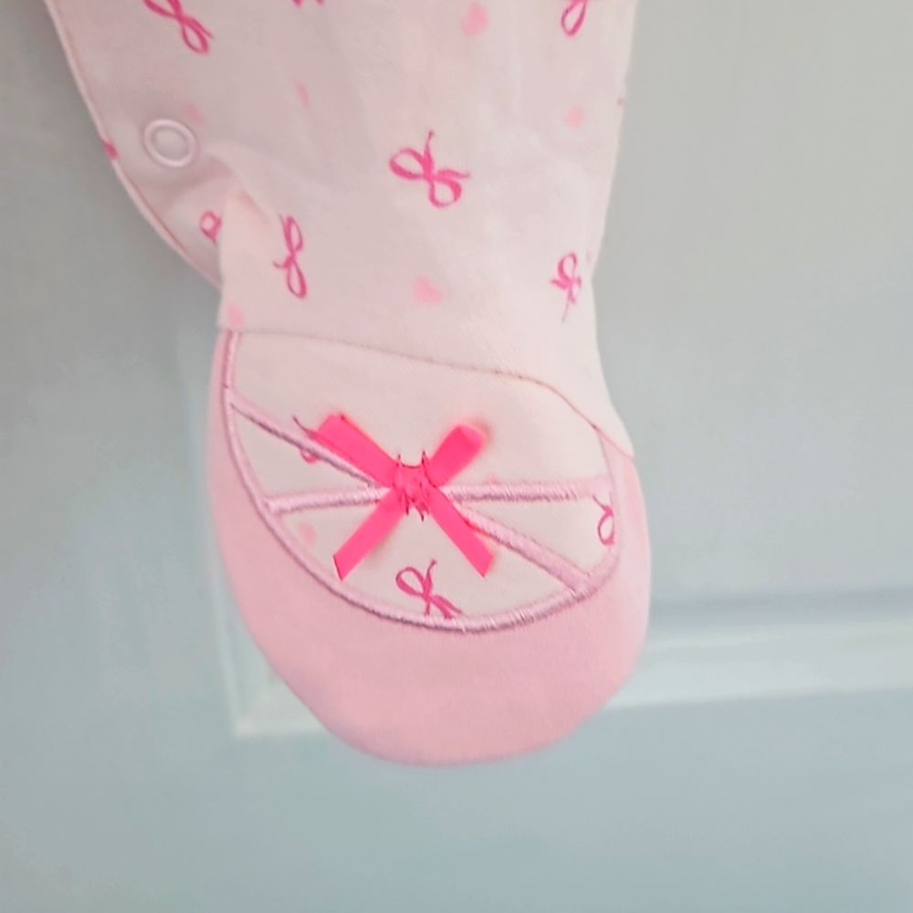 LITTLE ME Infant Girl's Footies 6 Months Pink Snap Front - Picture 4 of 8
